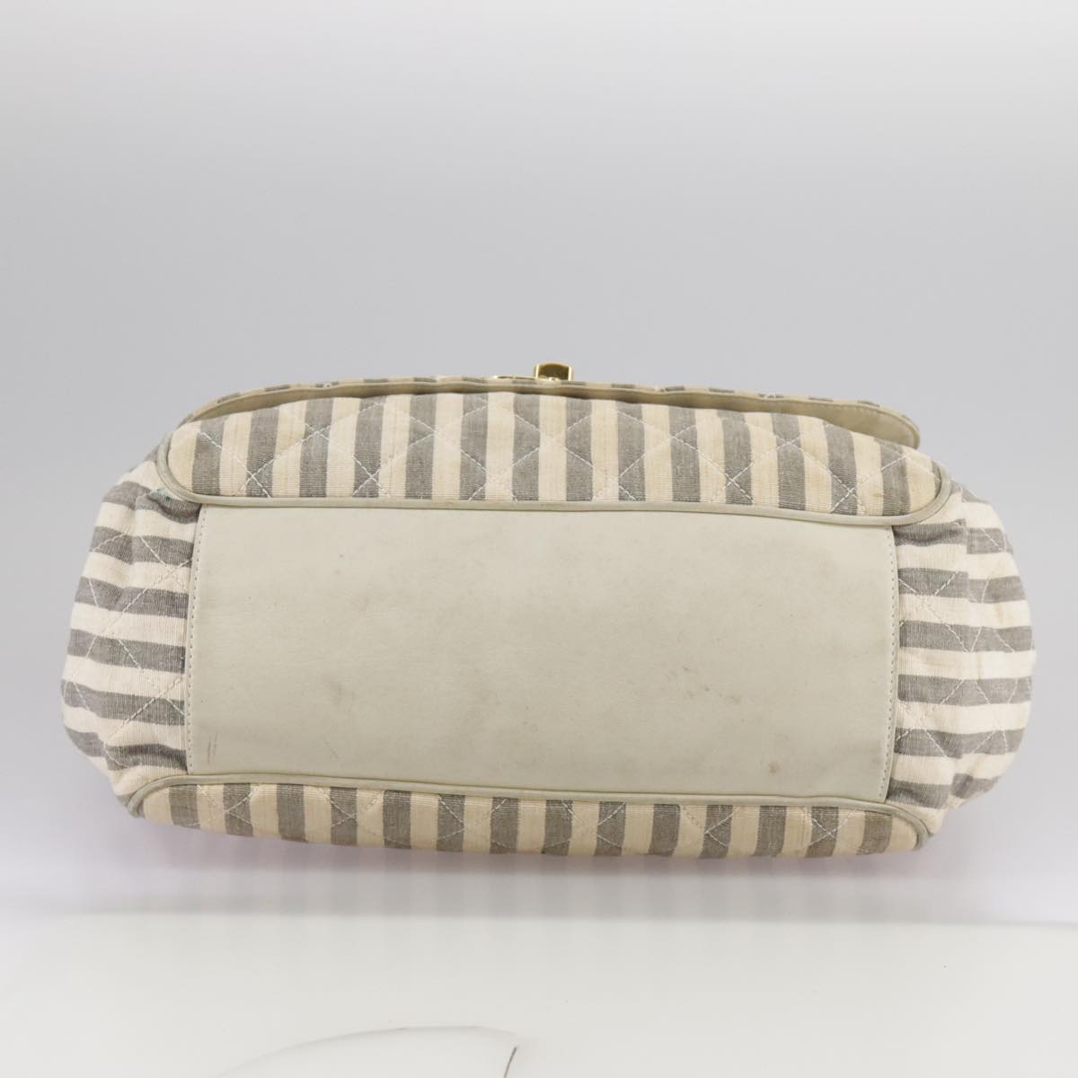 CHANEL Matelasse Big COCO Mark Chain Shoulder Bag Canvas Gray Gold CC 97974