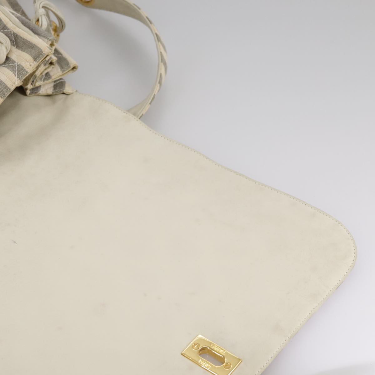 CHANEL Matelasse Big COCO Mark Chain Shoulder Bag Canvas Gray Gold CC 97974