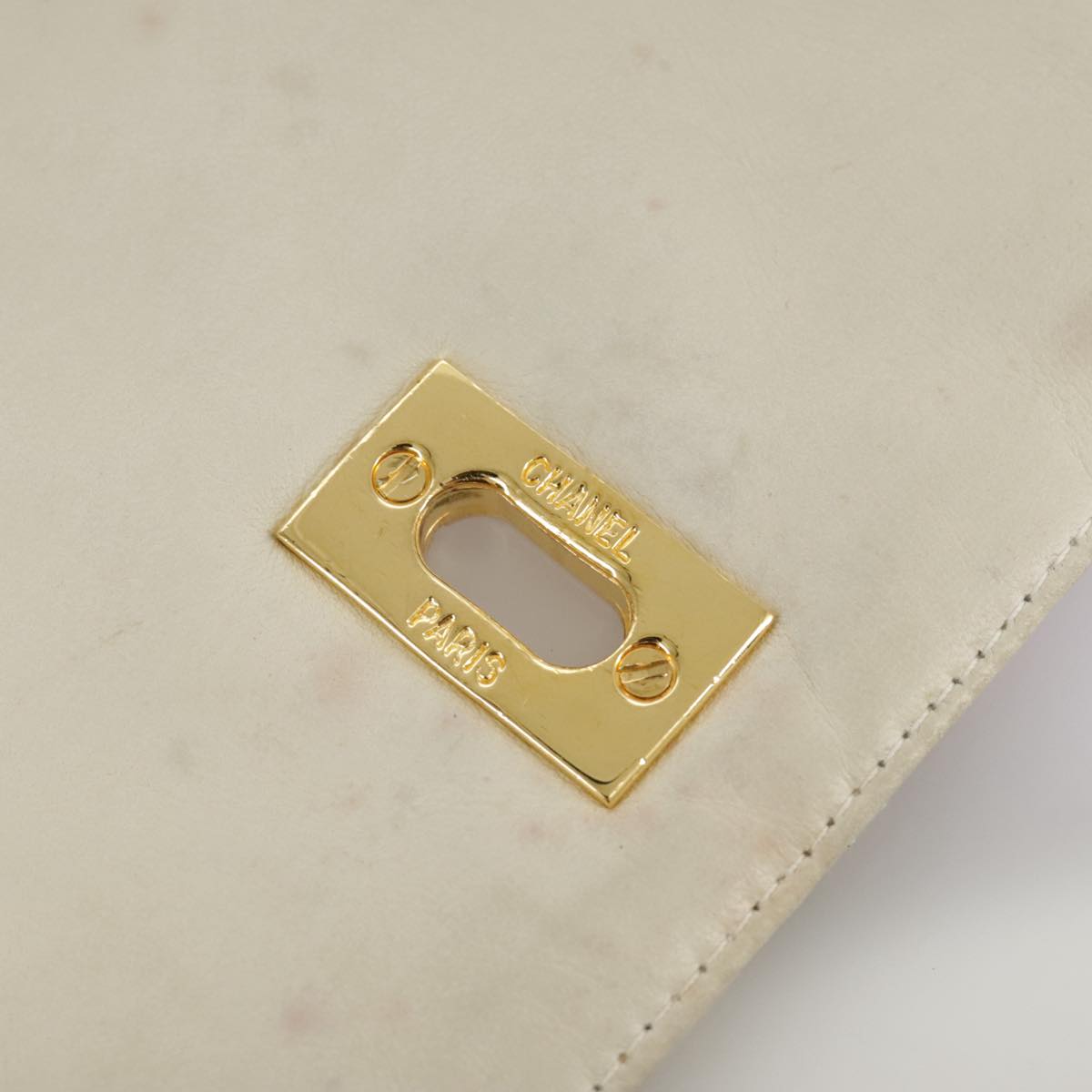 CHANEL Matelasse Big COCO Mark Chain Shoulder Bag Canvas Gray Gold CC 97974