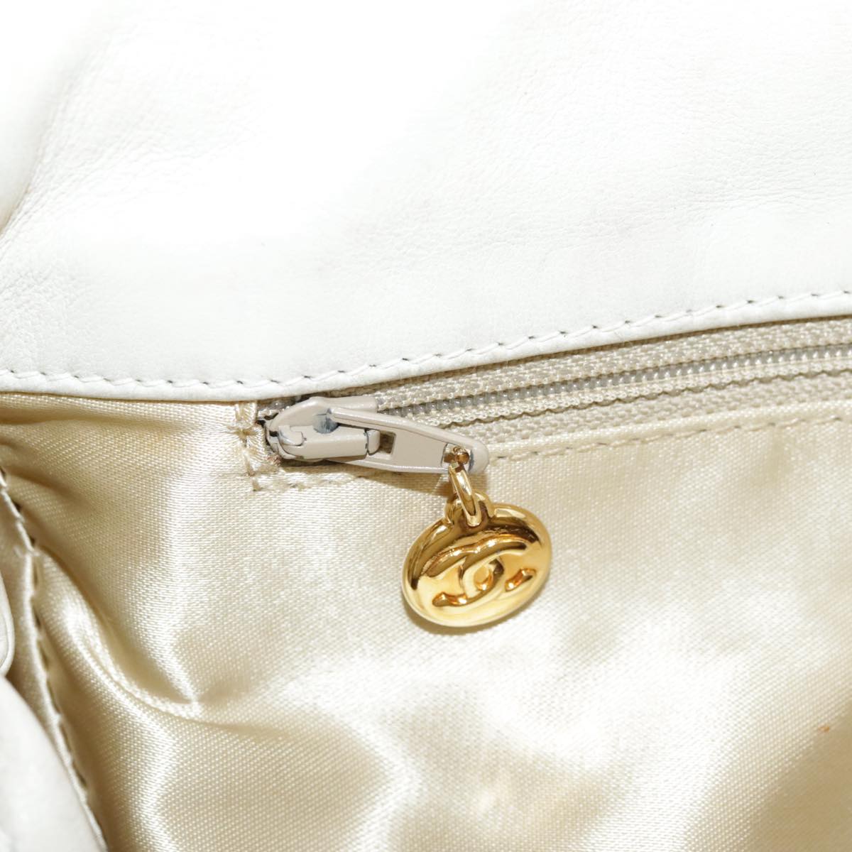CHANEL Matelasse Big COCO Mark Chain Shoulder Bag Canvas Gray Gold CC 97974