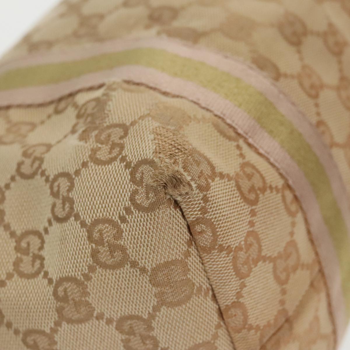 GUCCI GG Canvas Sherry Line Tote Bag Beige Gold pink 137396 98092