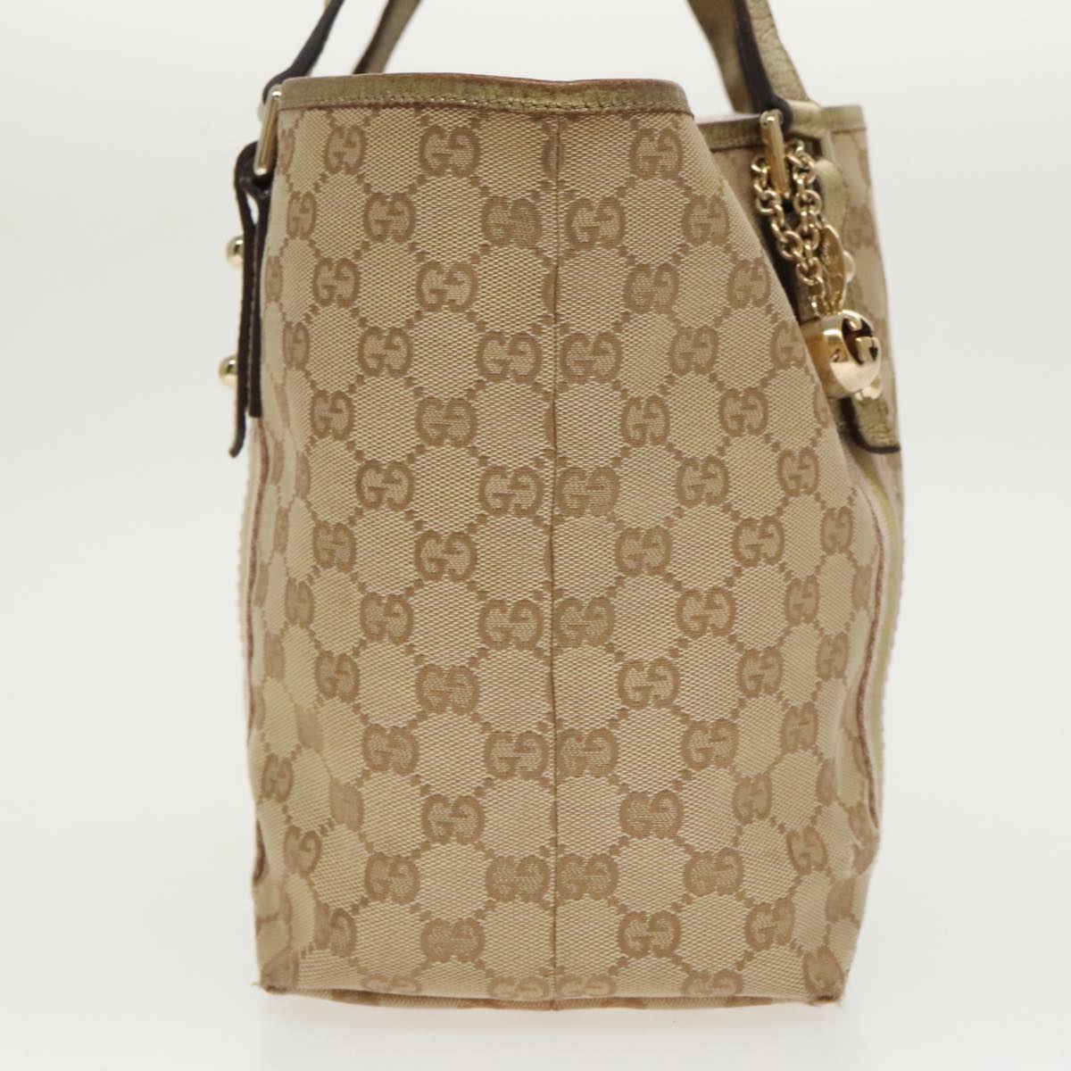 GUCCI GG Canvas Sherry Line Tote Bag Beige Gold pink 137396 98092