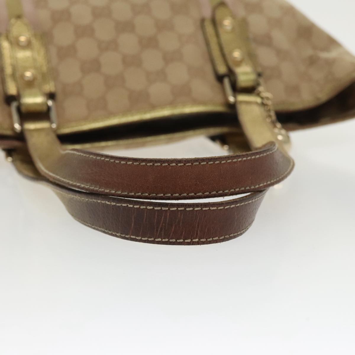 GUCCI GG Canvas Sherry Line Tote Bag Beige Gold pink 137396 98092