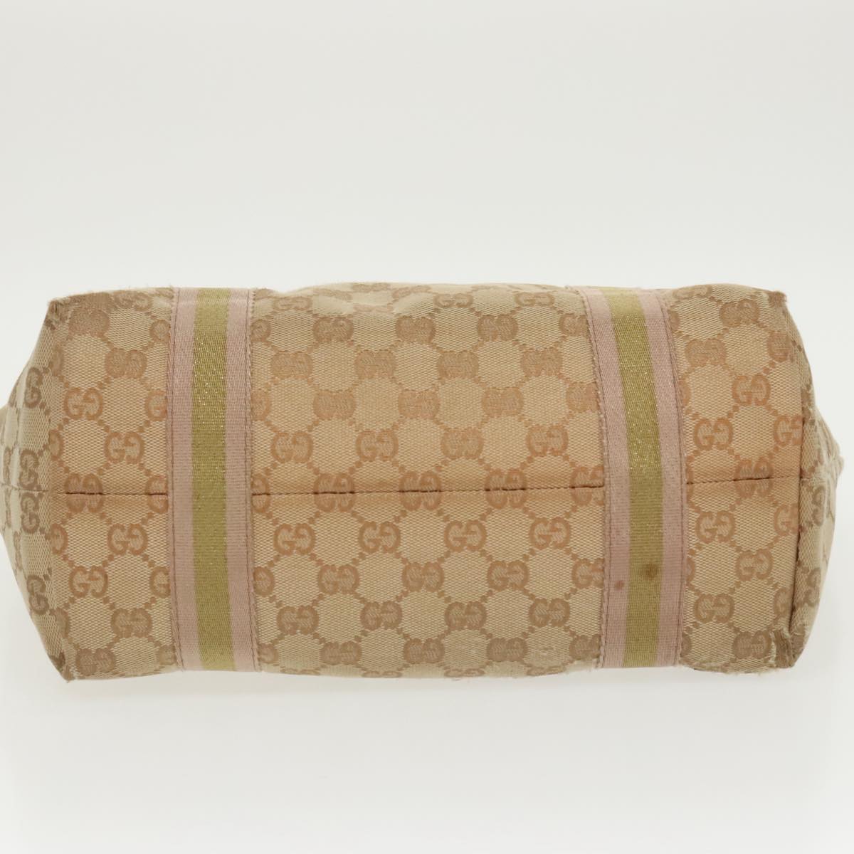 GUCCI GG Canvas Sherry Line Tote Bag Beige Gold pink 137396 98092