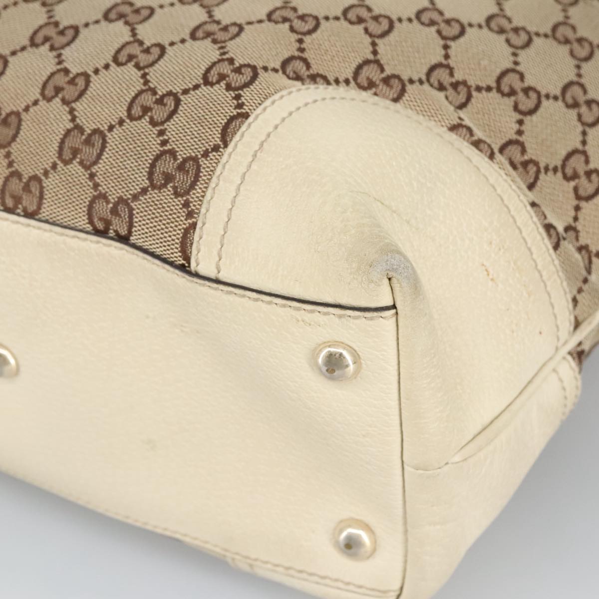 GUCCI GG Canvas Web Sherry Line Tote Bag Beige Gold Red 181779 98094