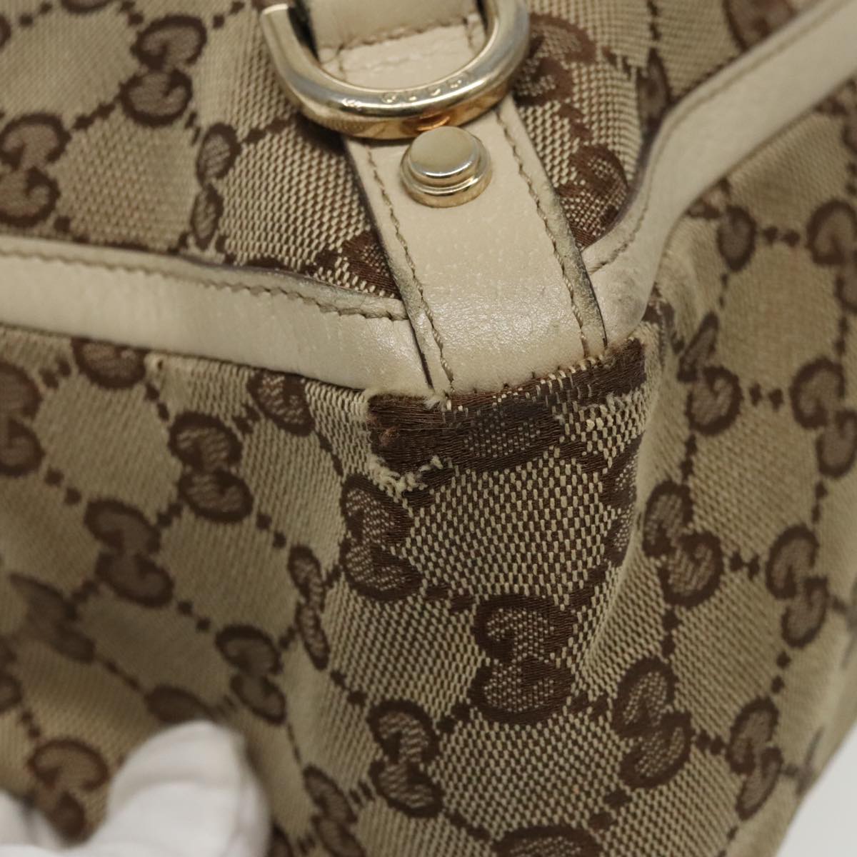 GUCCI GG Canvas Tote Bag Beige Gold 170004 98399