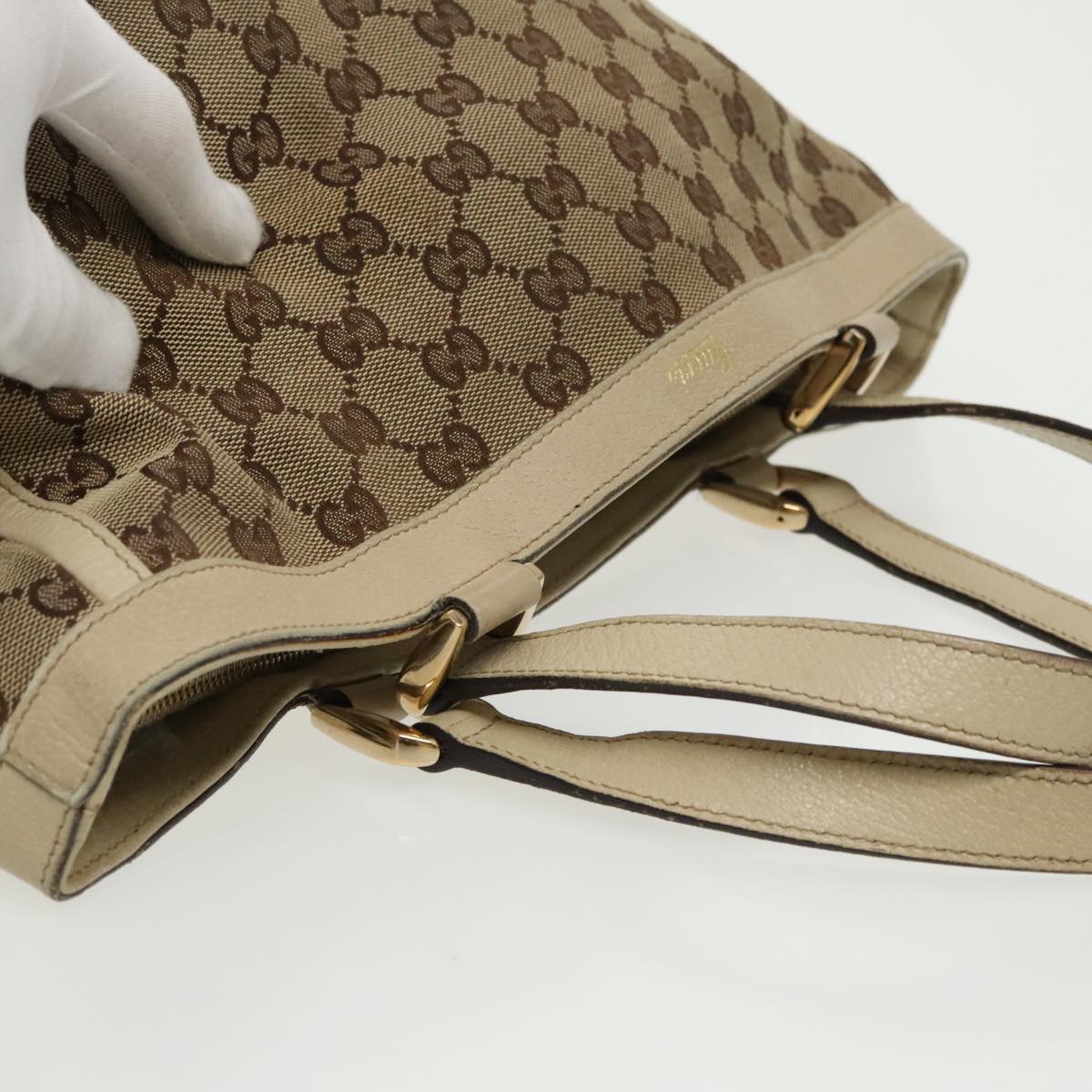 GUCCI GG Canvas Tote Bag Beige Gold 170004 98399