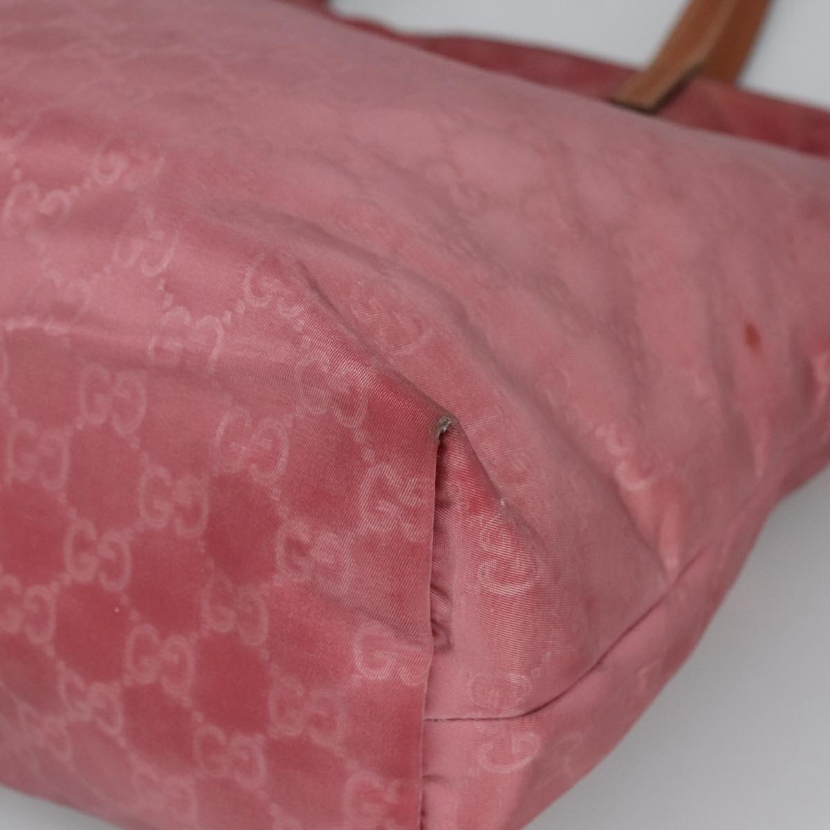 GUCCI GG Canvas Tote Bag Nylon Pink Silver 295252 98421