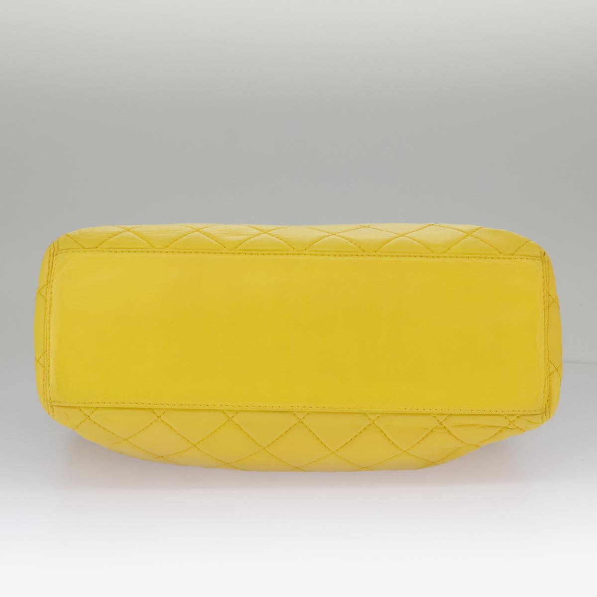 CHANEL Matelasse Hand Bag Lamb Skin Yellow CC 98431