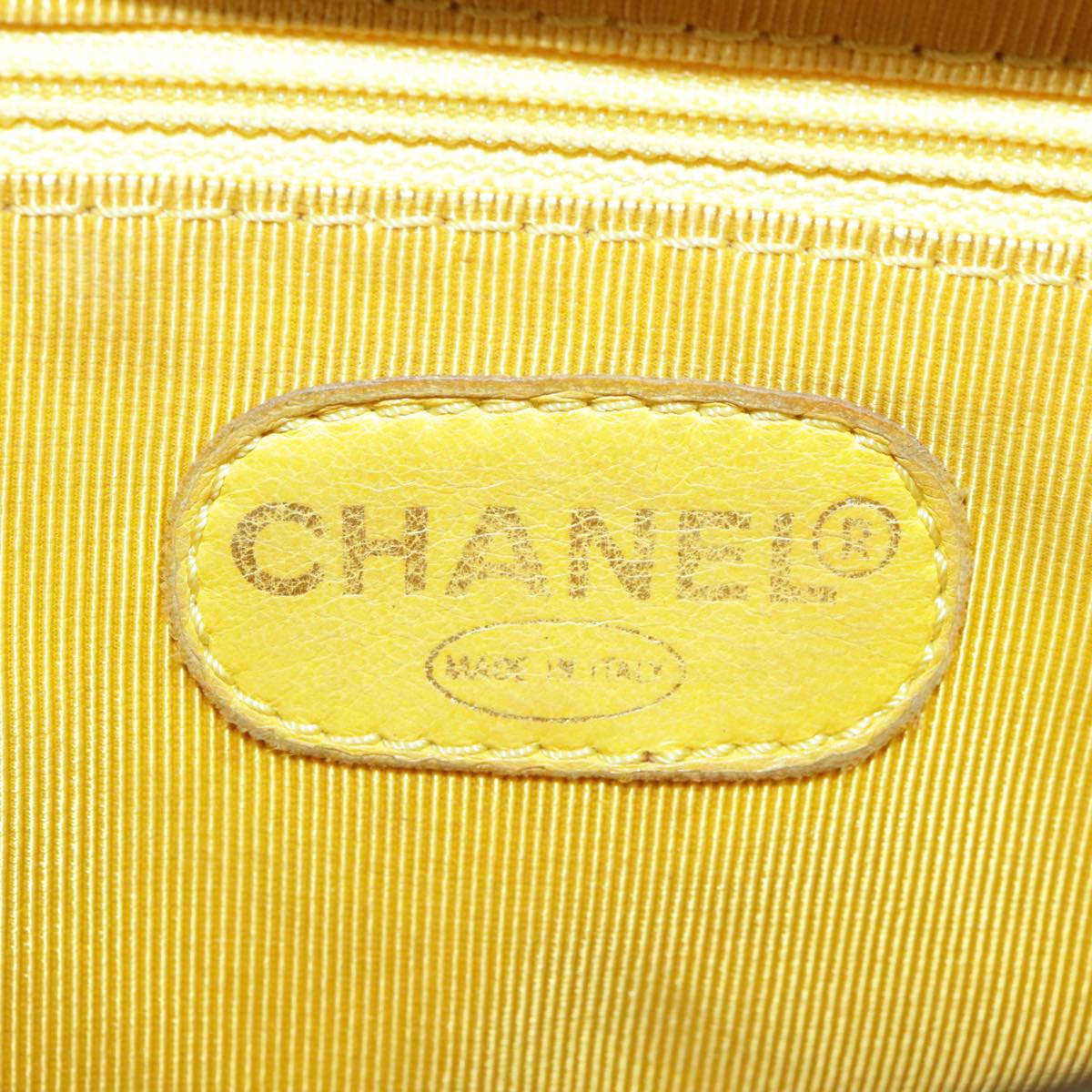 CHANEL Matelasse Hand Bag Lamb Skin Yellow CC 98431
