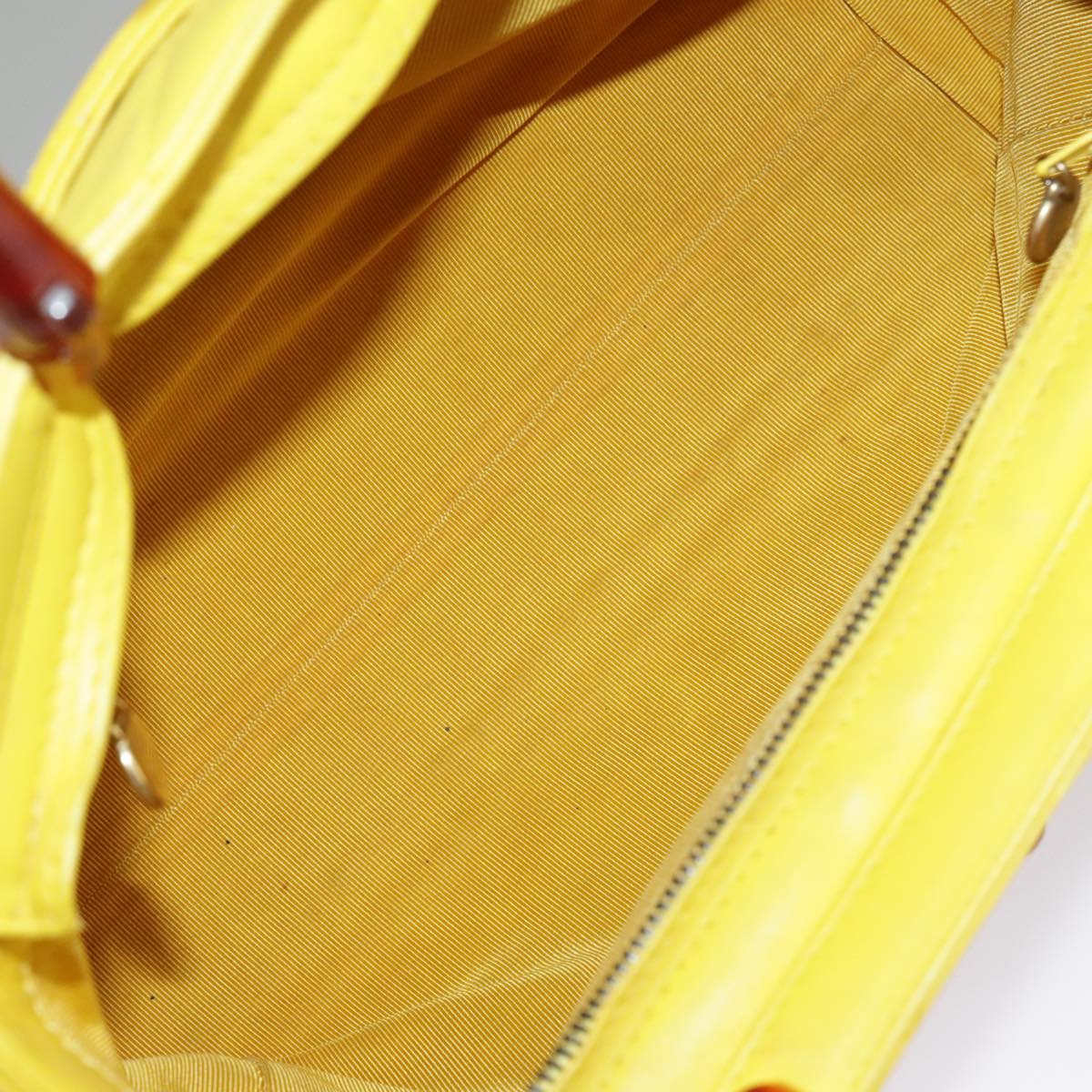 CHANEL Matelasse Hand Bag Lamb Skin Yellow CC 98431