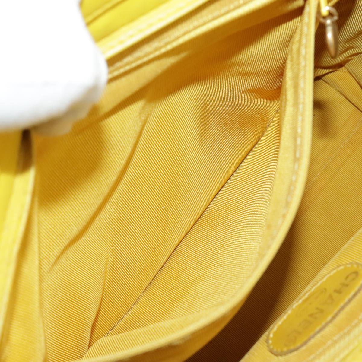 CHANEL Matelasse Hand Bag Lamb Skin Yellow CC 98431