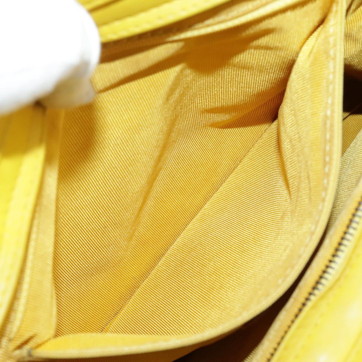 CHANEL Matelasse Hand Bag Lamb Skin Yellow CC 98431