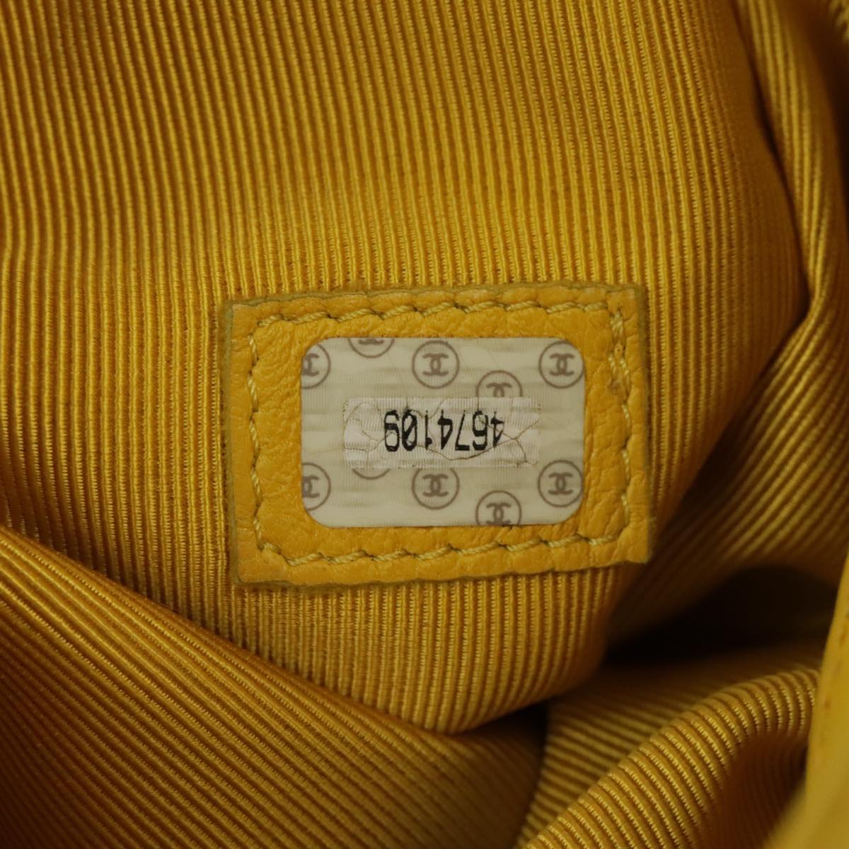 CHANEL Matelasse Hand Bag Lamb Skin Yellow CC 98431