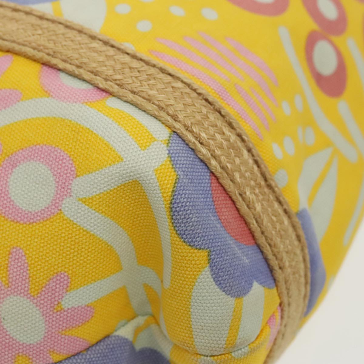 CHANEL Flower Pattern Tote Bag Canvas Silver Yellow CC 98441
