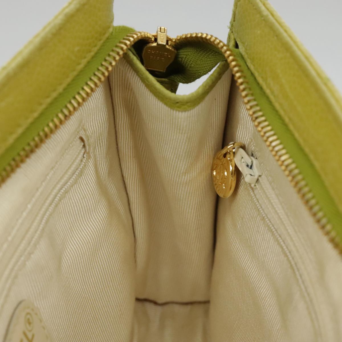 CHANEL Matelasse Waist bag Caviar Skin Gold Light green CC 98580