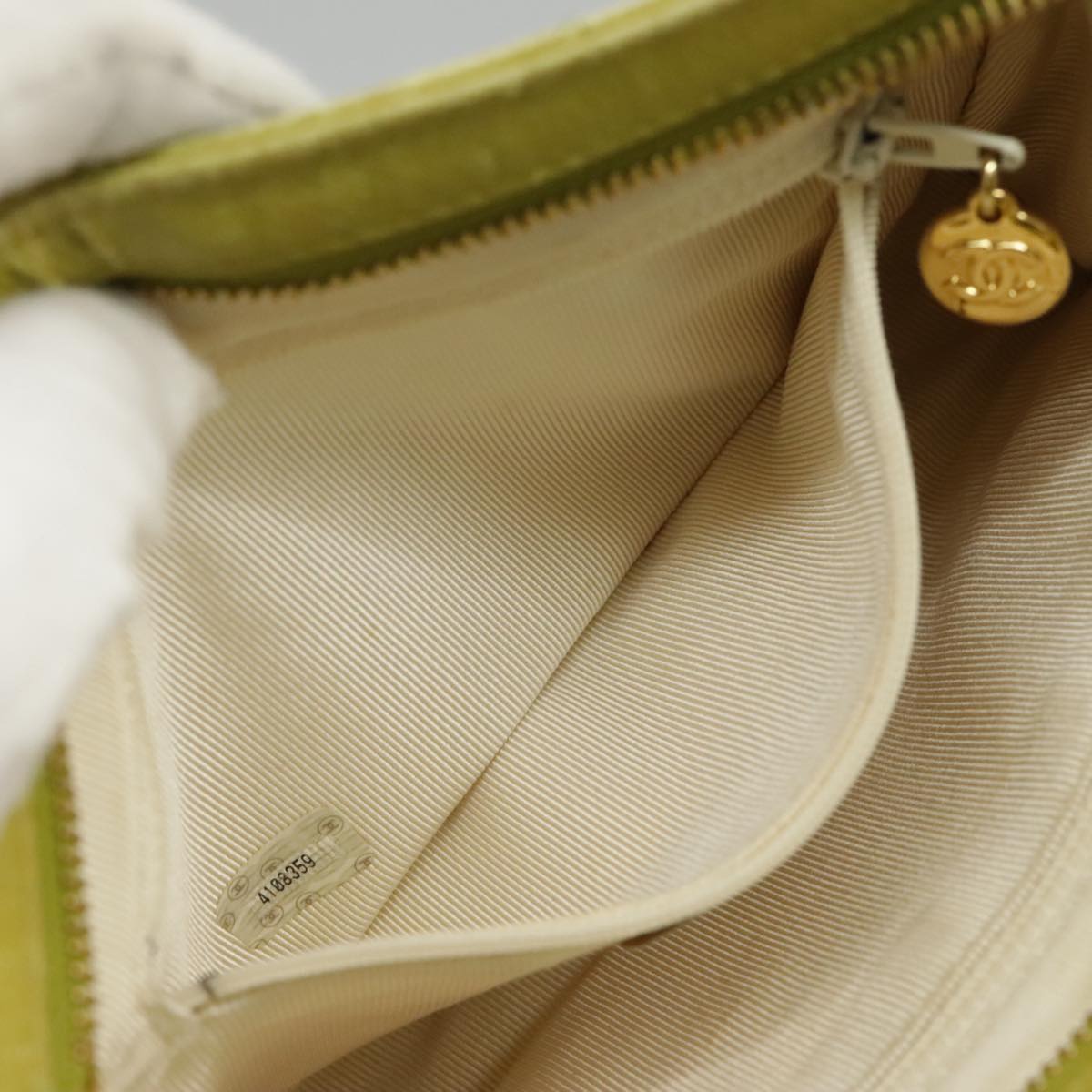 CHANEL Matelasse Waist bag Caviar Skin Gold Light green CC 98580