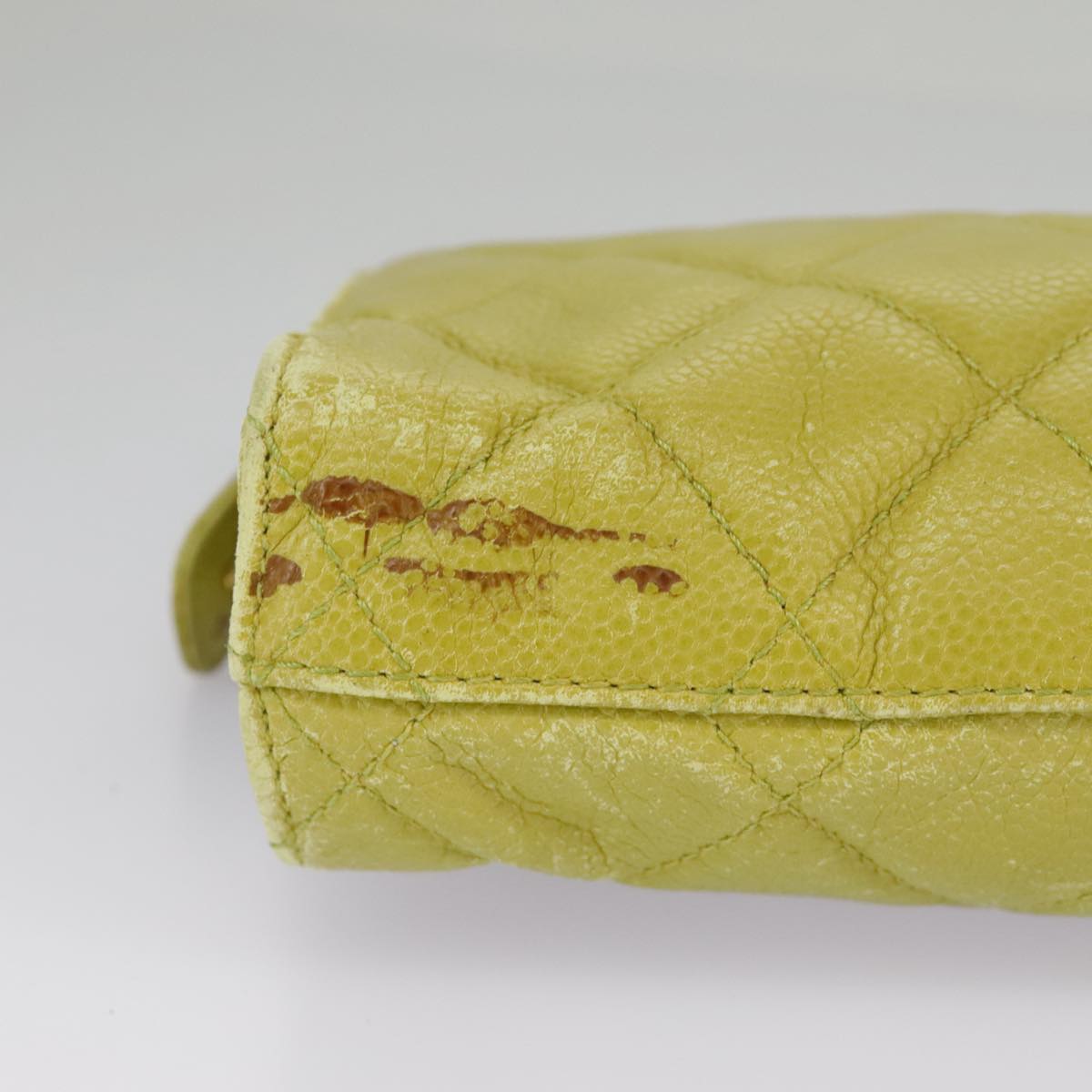 CHANEL Matelasse Waist bag Caviar Skin Gold Light green CC 98580