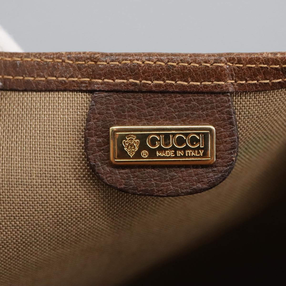 GUCCI GG Supreme Web Sherry Line Tote Bag PVC Beige Gold 002 123 6487 98704