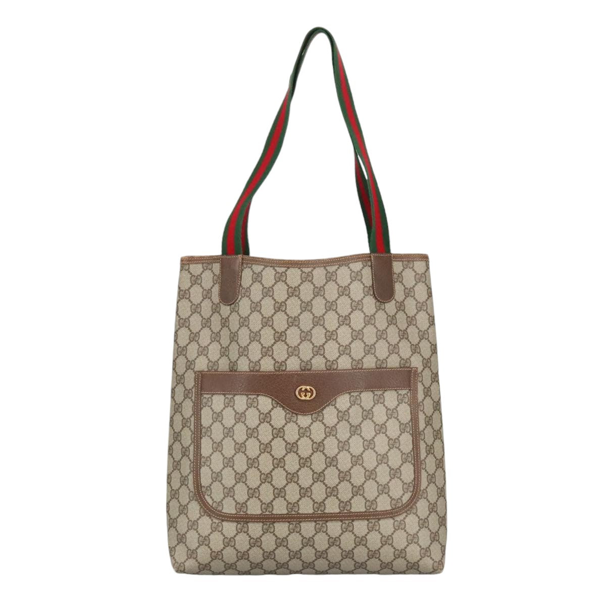 GUCCI GG Supreme Web Sherry Line Tote Bag PVC Beige Gold 002 123 6487 98704
