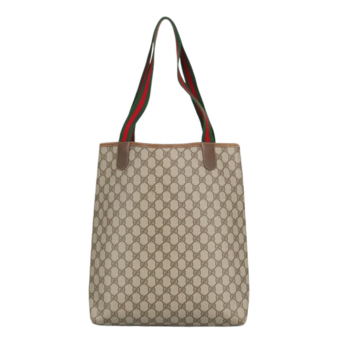 GUCCI GG Supreme Web Sherry Line Tote Bag PVC Beige Gold 002 123 6487 98704