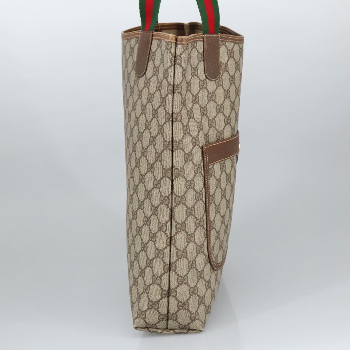 GUCCI GG Supreme Web Sherry Line Tote Bag PVC Beige Gold 002 123 6487 98704