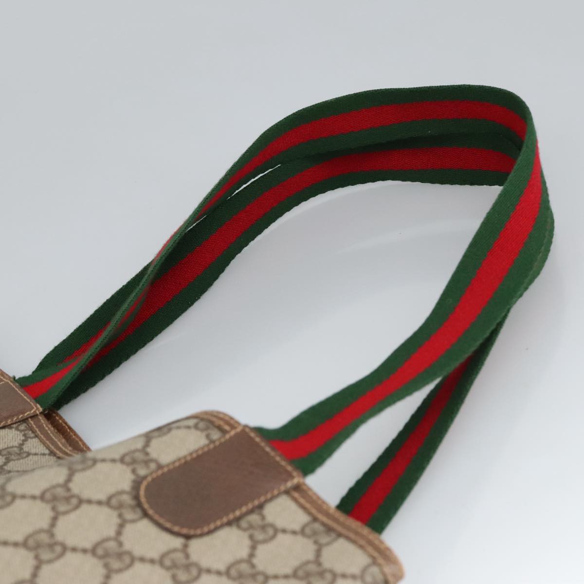 GUCCI GG Supreme Web Sherry Line Tote Bag PVC Beige Gold 002 123 6487 98704