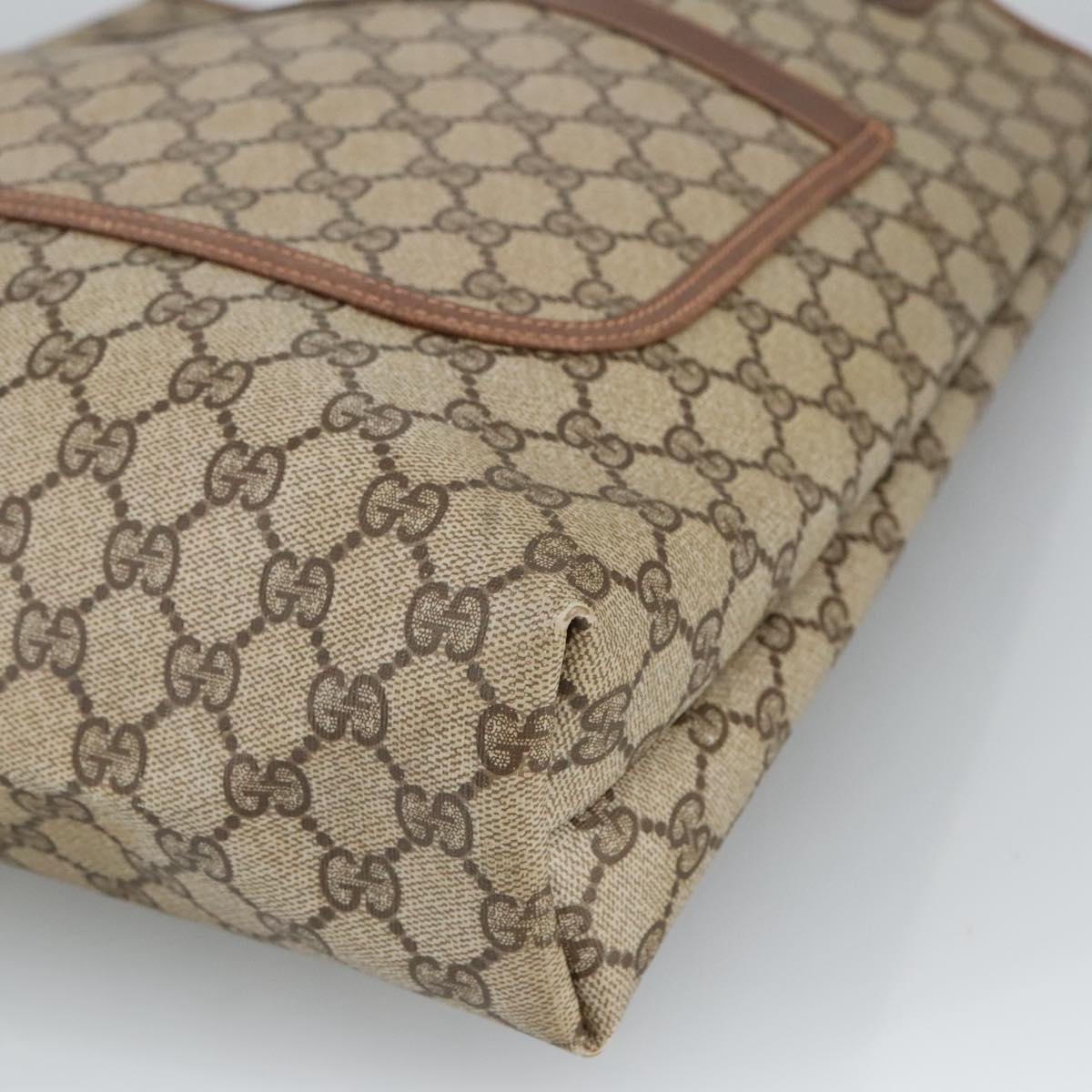 GUCCI GG Supreme Web Sherry Line Tote Bag PVC Beige Gold 89 02 003 98727