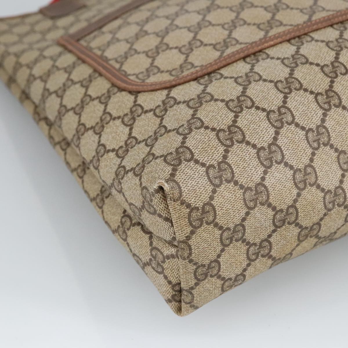 GUCCI GG Supreme Web Sherry Line Tote Bag PVC Beige Gold 89 02 003 98727