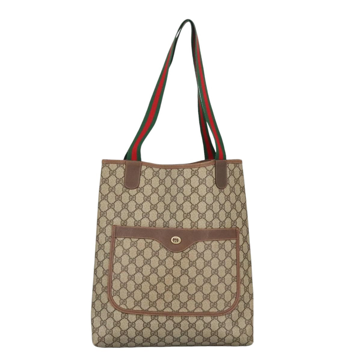 GUCCI GG Supreme Web Sherry Line Tote Bag PVC Beige Gold 89 02 003 98727