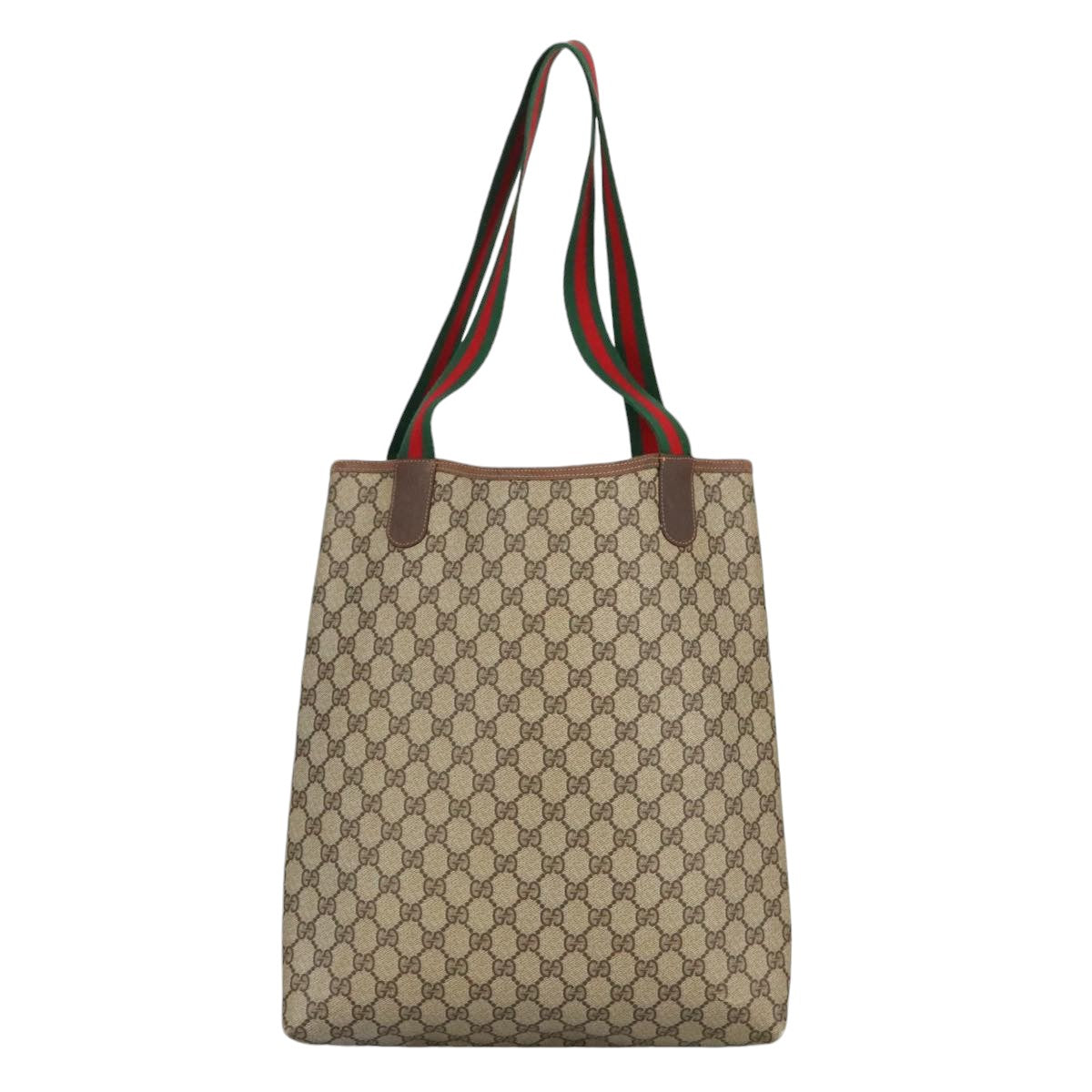 GUCCI GG Supreme Web Sherry Line Tote Bag PVC Beige Gold 89 02 003 98727