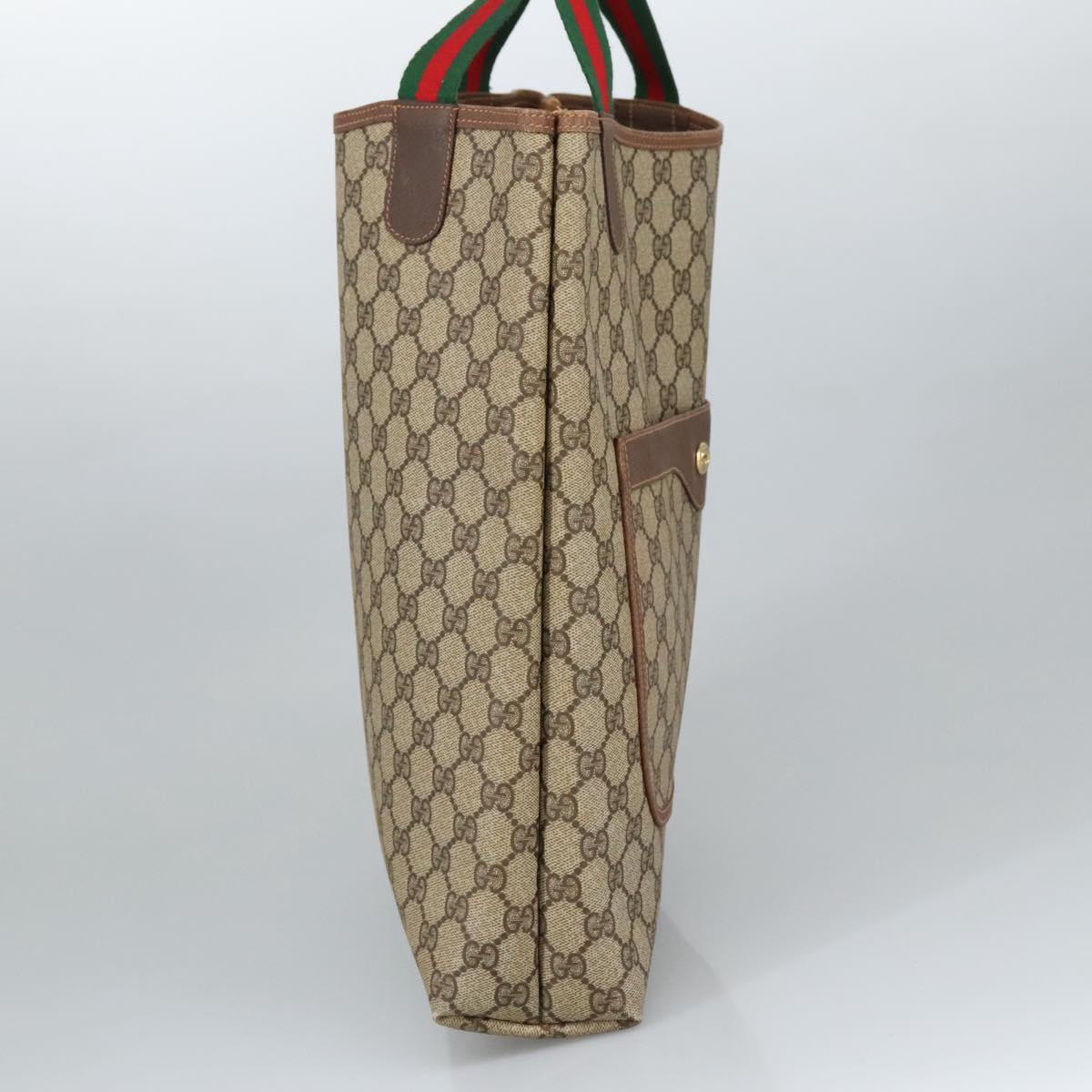 GUCCI GG Supreme Web Sherry Line Tote Bag PVC Beige Gold 89 02 003 98727