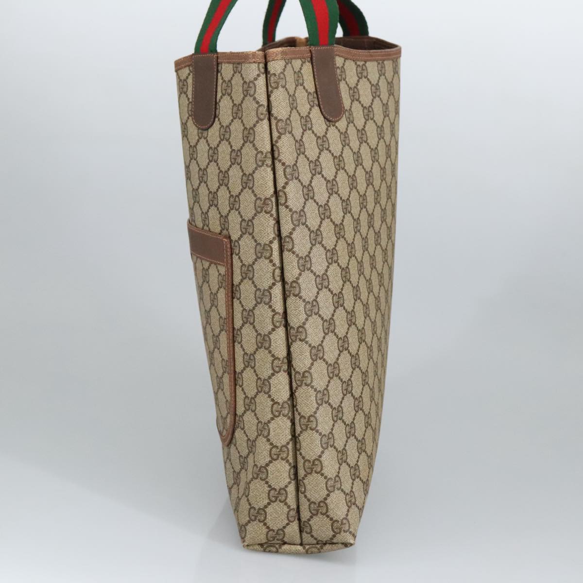 GUCCI GG Supreme Web Sherry Line Tote Bag PVC Beige Gold 89 02 003 98727