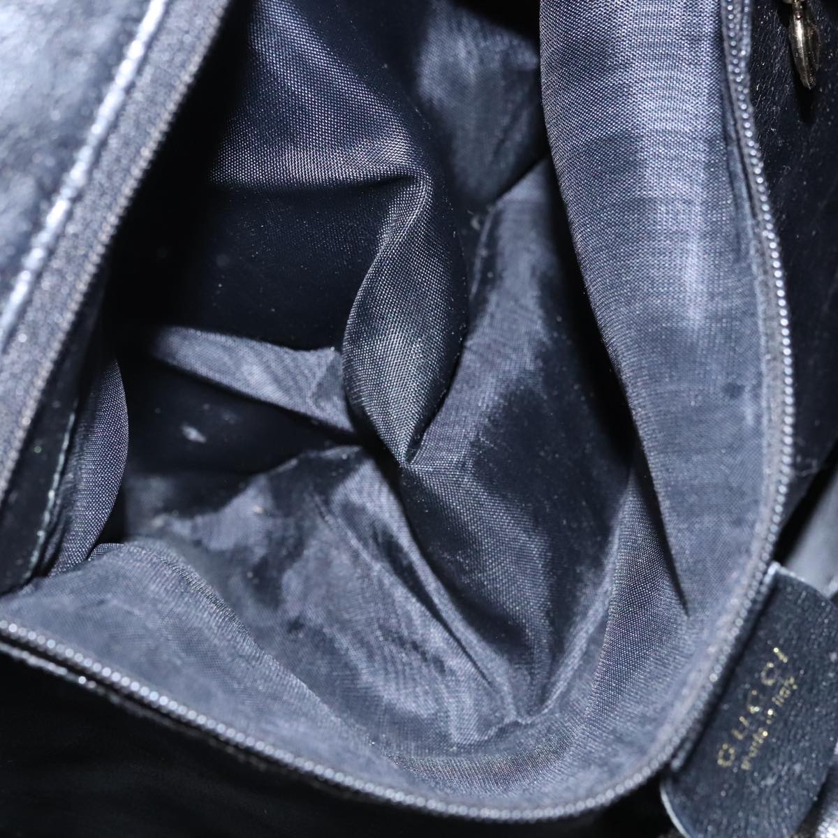 GUCCI Bamboo Hand Bag Leather 2way Black Gold 001 1577 98735