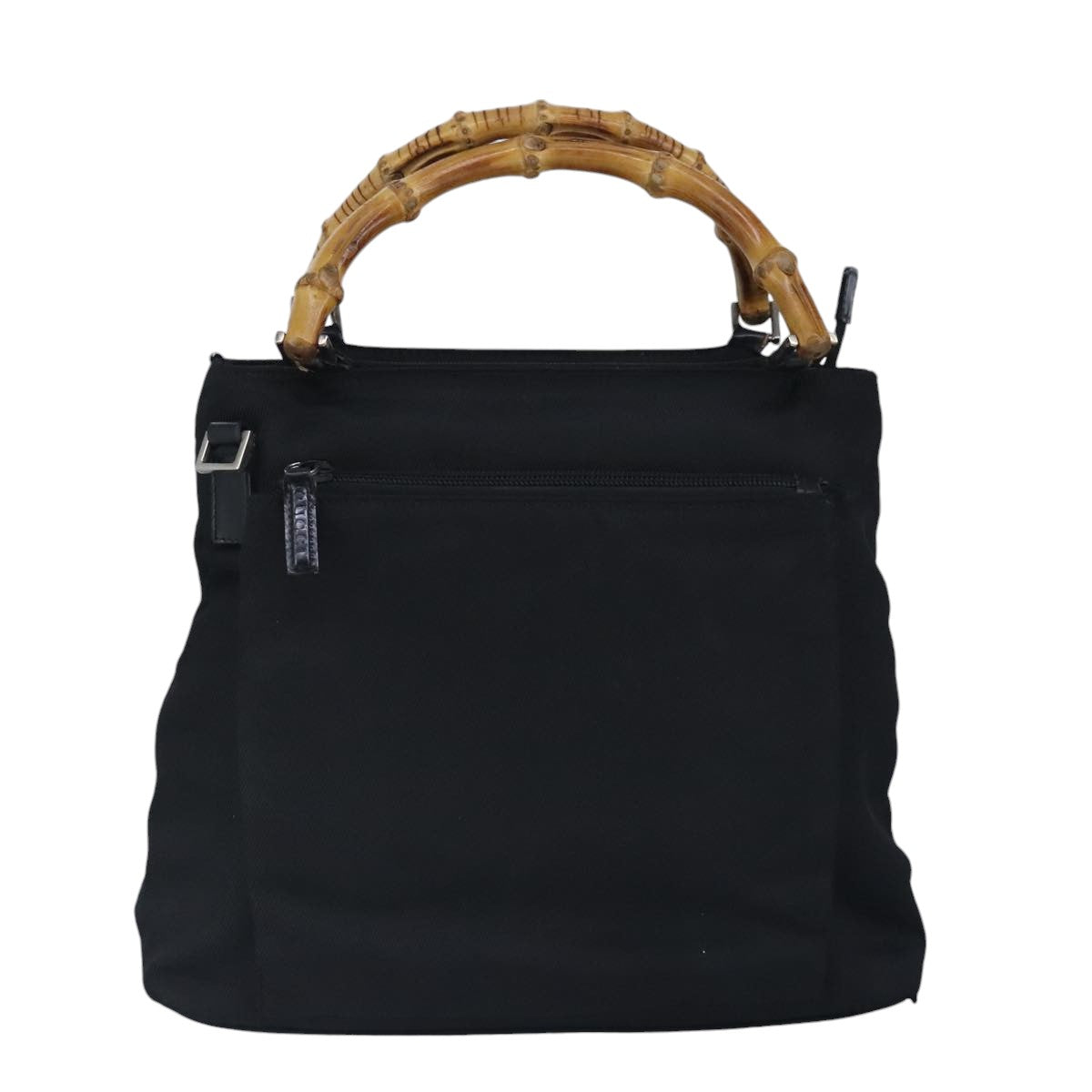 GUCCI Bamboo Hand Bag Nylon 2way Black Silver 99165