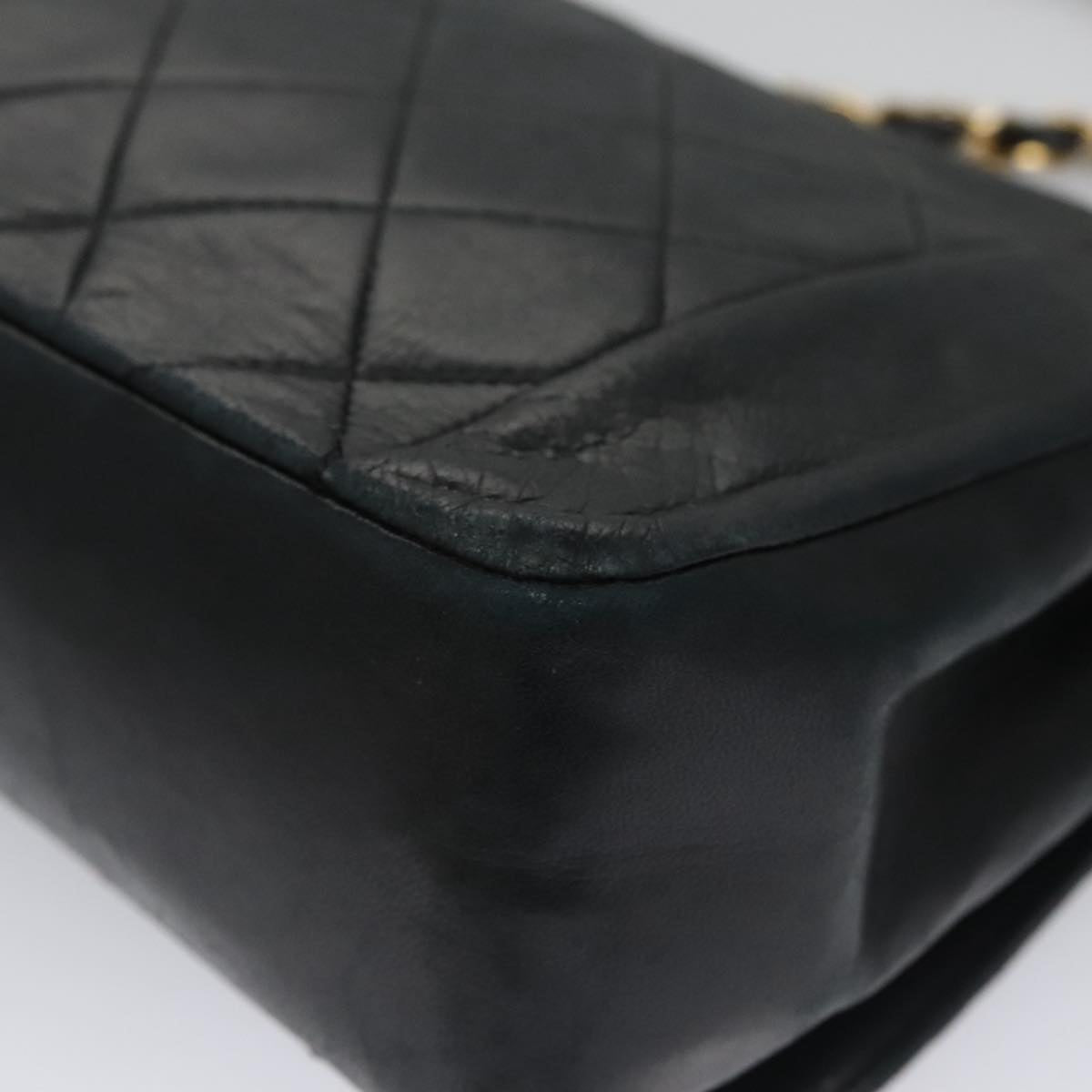 CHANEL Matelasse Turn Lock Chain Shoulder Bag Lamb Skin Black CC 99218