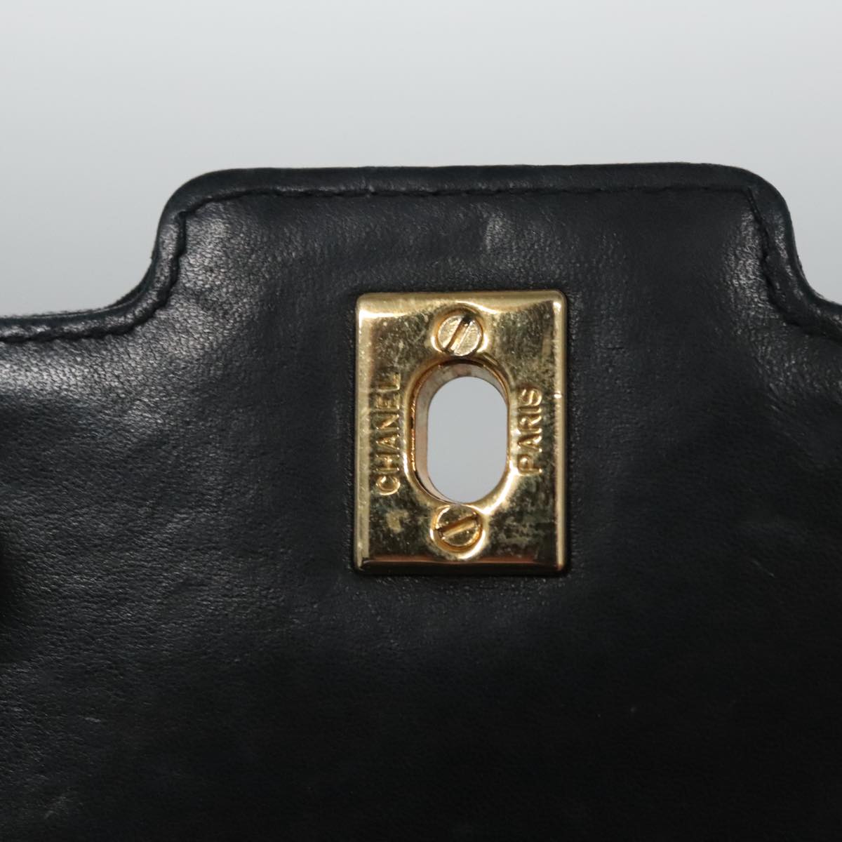 CHANEL Matelasse Turn Lock Chain Shoulder Bag Lamb Skin Black CC 99218