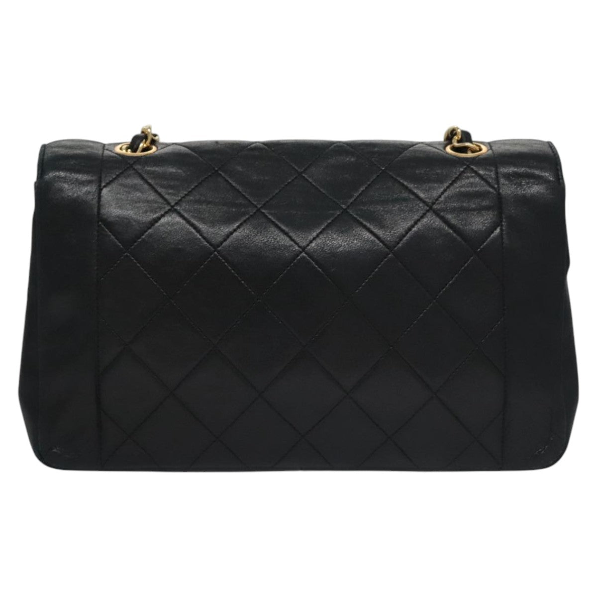 CHANEL Matelasse Turn Lock Chain Shoulder Bag Lamb Skin Black CC 99218