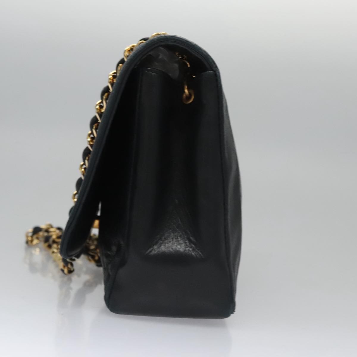 CHANEL Matelasse Turn Lock Chain Shoulder Bag Lamb Skin Black CC 99218