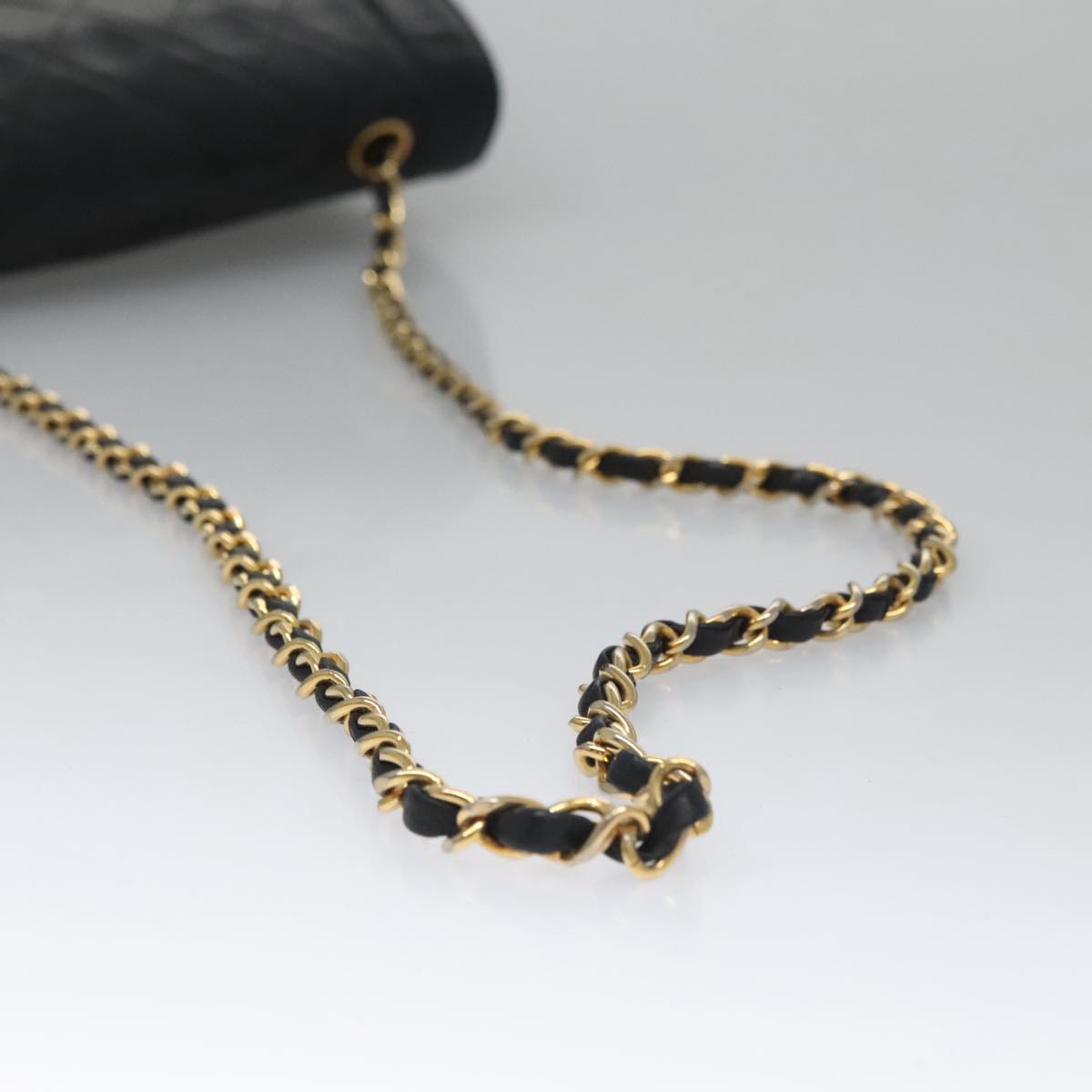 CHANEL Matelasse Turn Lock Chain Shoulder Bag Lamb Skin Black CC 99218
