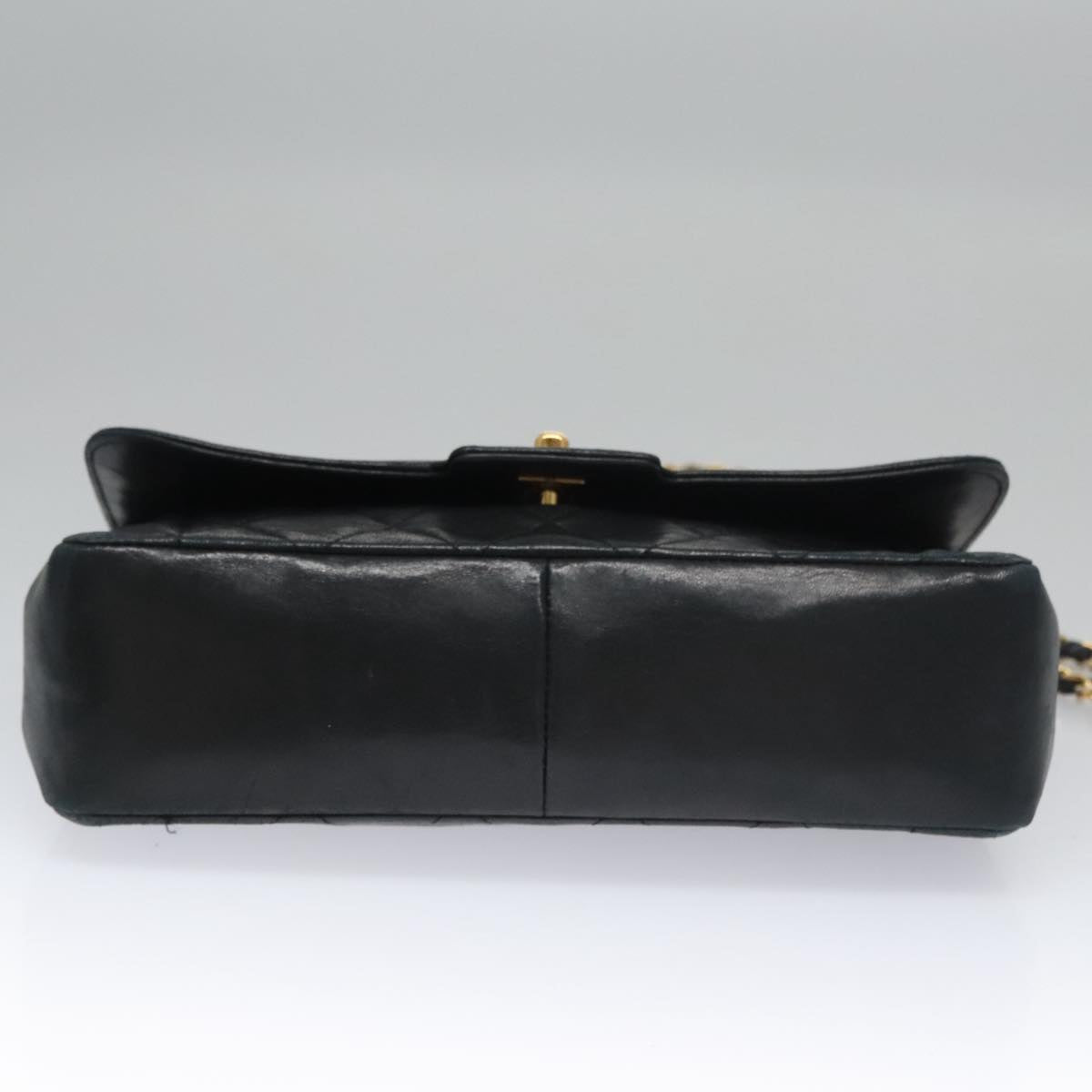 CHANEL Matelasse Turn Lock Chain Shoulder Bag Lamb Skin Black CC 99218