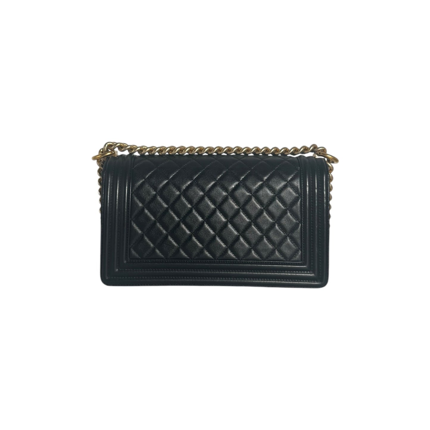 Chanel Black Quilted Lambskin Medium Boy Bag