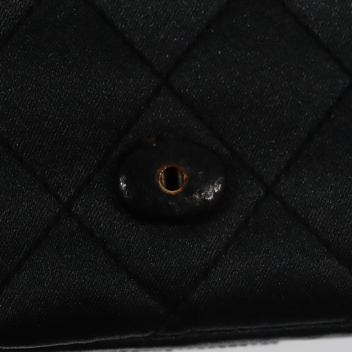 CHANEL Matelasse Sequin Flower Shoulder Bag Satin Black CC 99855