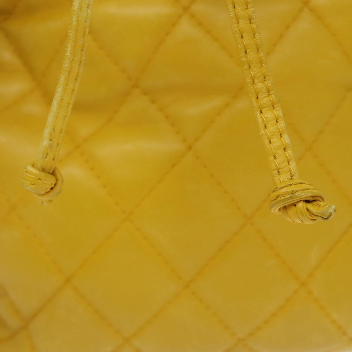 CHANEL Matelasse Hand Bag Lamb Skin Yellow CC 99932