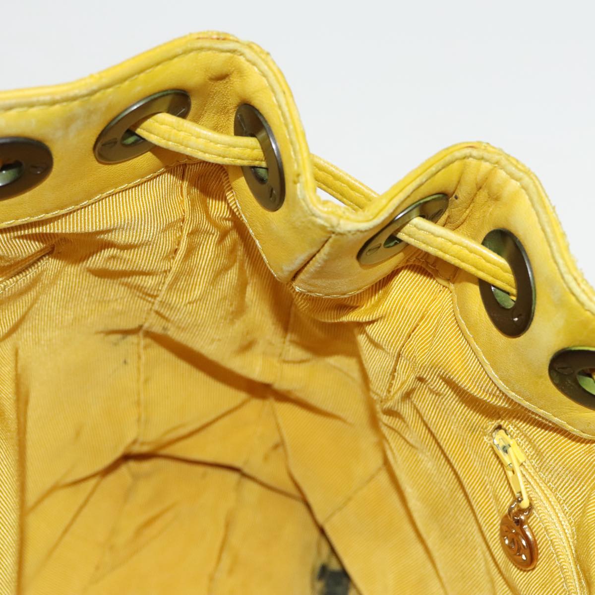 CHANEL Matelasse Hand Bag Lamb Skin Yellow CC 99932