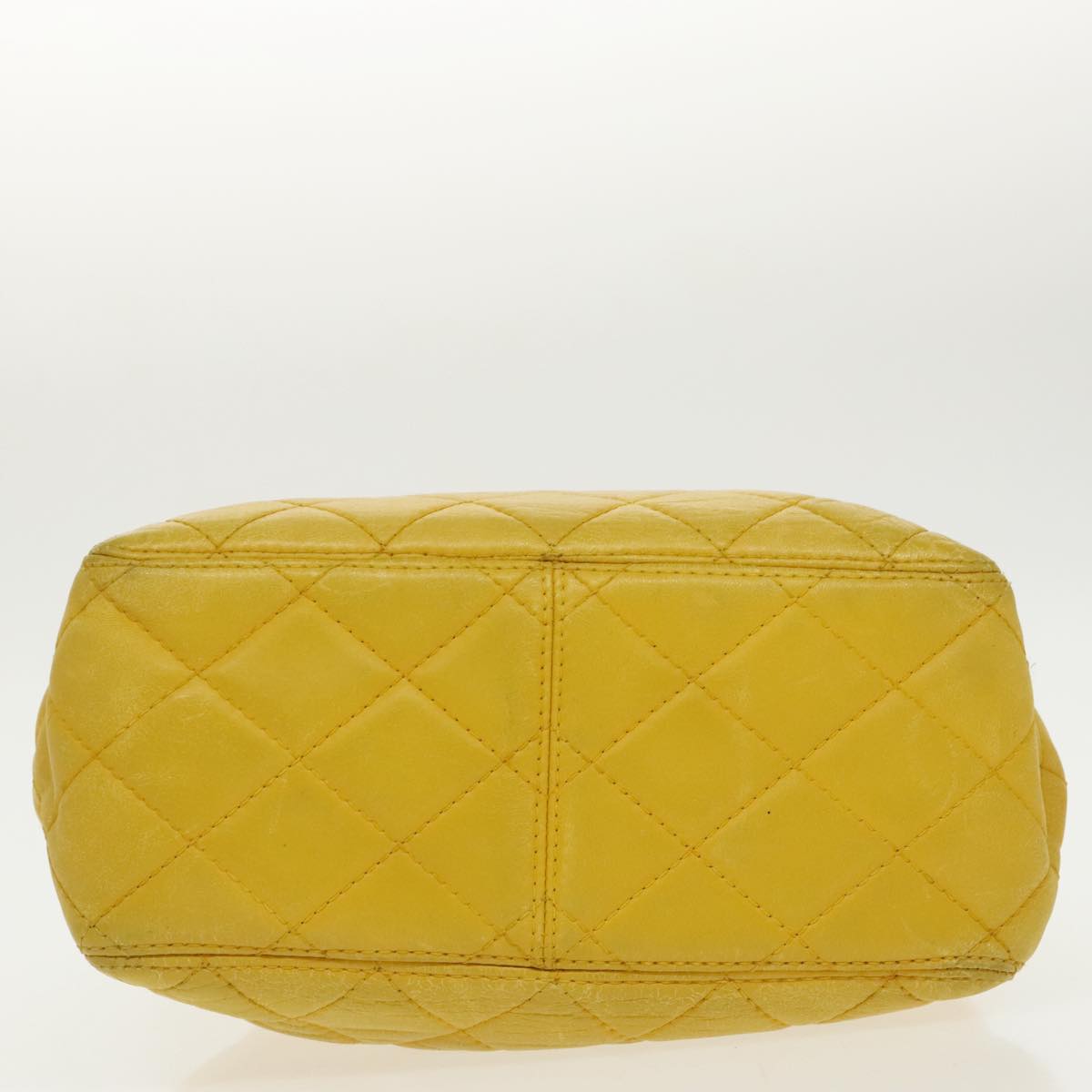 CHANEL Matelasse Hand Bag Lamb Skin Yellow CC 99932