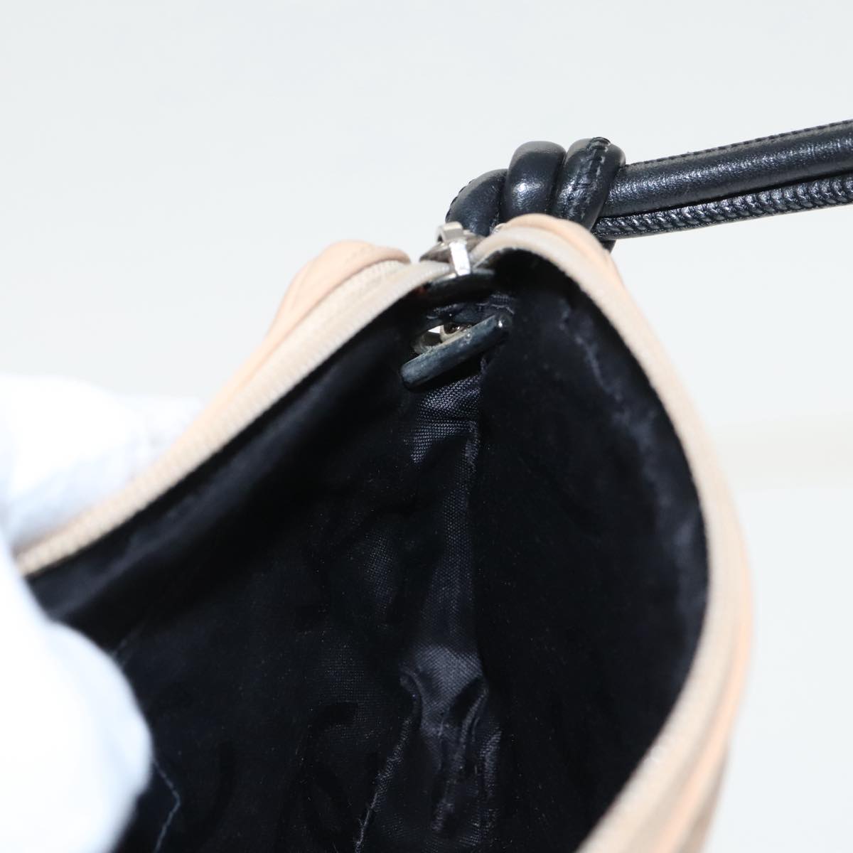 CHANEL Cambon Line Shoulder Bag Leather Beige Silver CC 99937