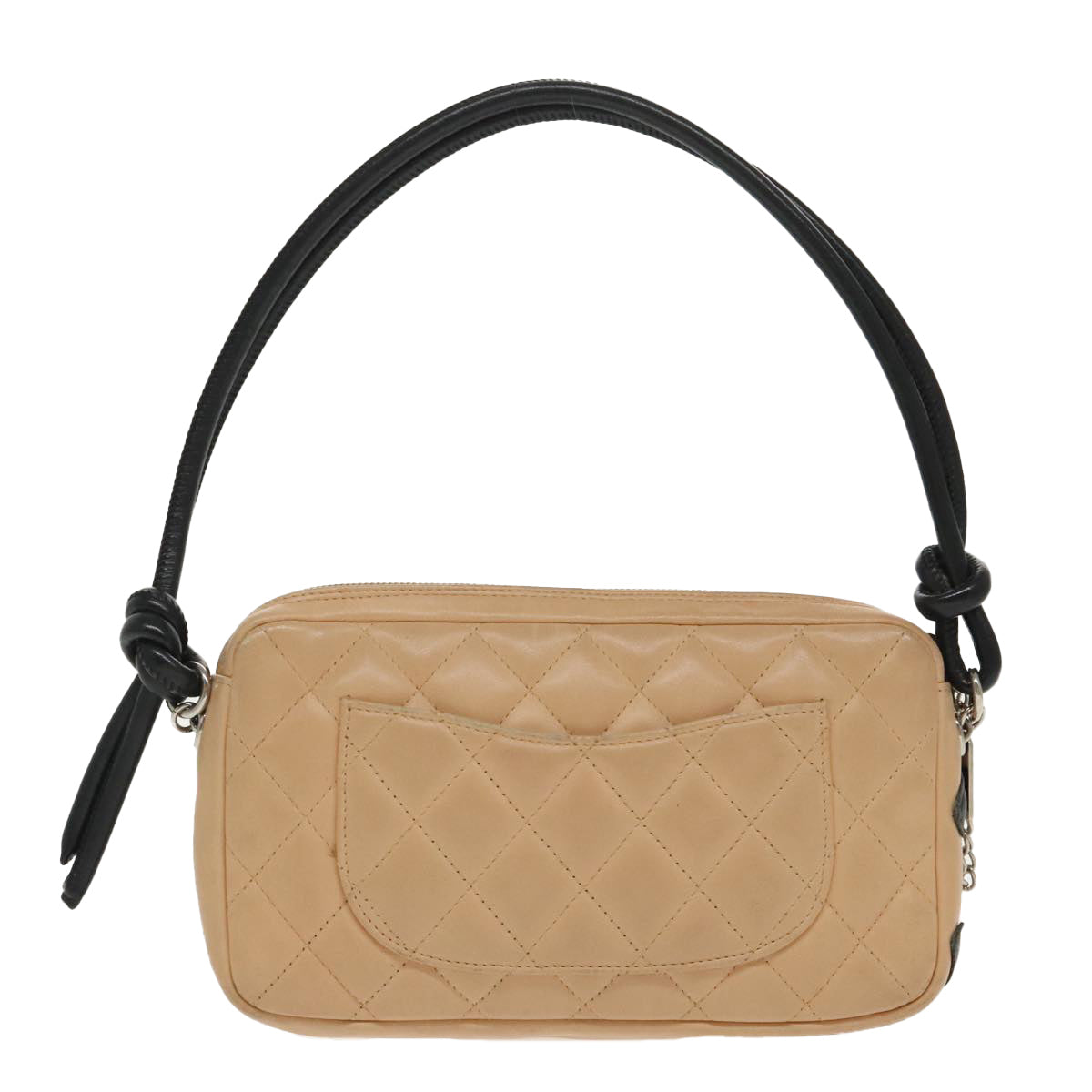 CHANEL Cambon Line Shoulder Bag Leather Beige Silver CC 99937