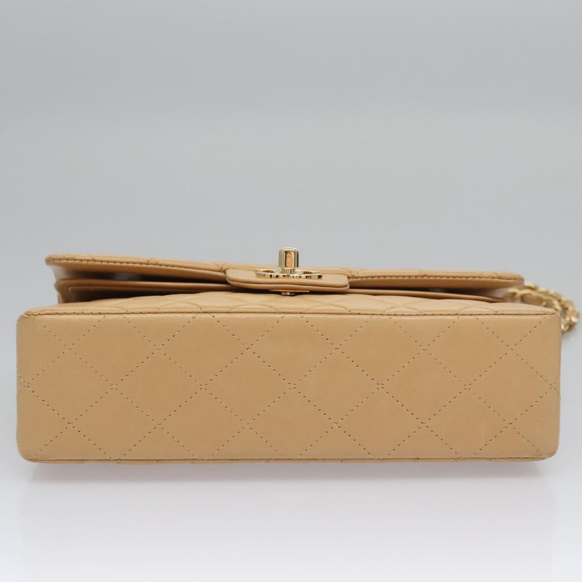 CHANEL Matelasse 25 Chain Shoulder Bag Lamb Skin Beige Gold CC 99970SA