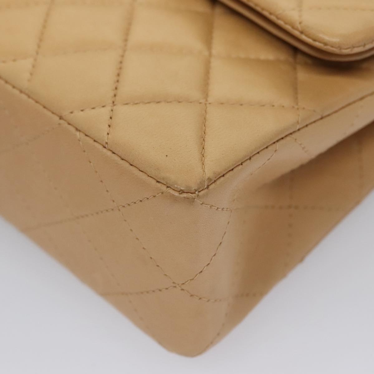 CHANEL Matelasse 25 Chain Shoulder Bag Lamb Skin Beige Gold CC 99970SA